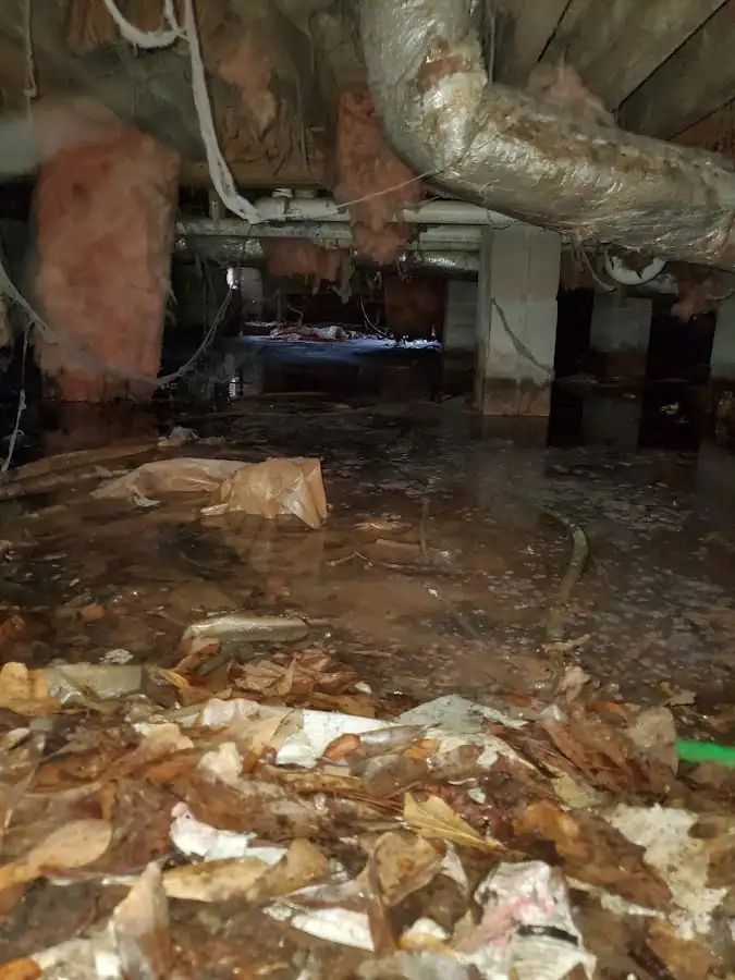 Crawl space flood assessment for Commercial Water Damage Restoration in Guilford